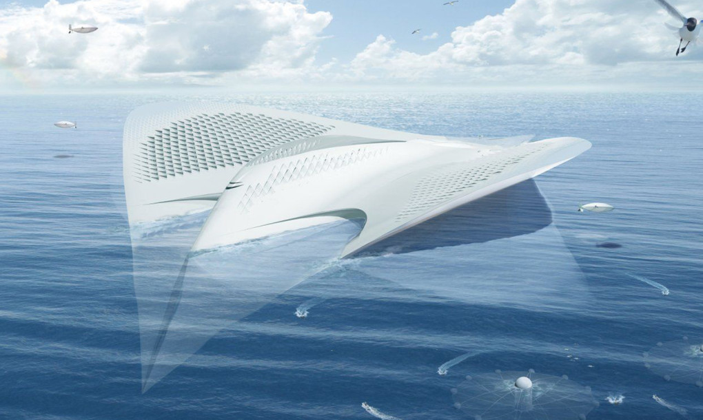 Jacques Rougerie vislumbra uma cidade flutuante em forma de uma Raia Manta que seria totalmente auto-sustentável. (Divulgação / Jacques Rougerie)