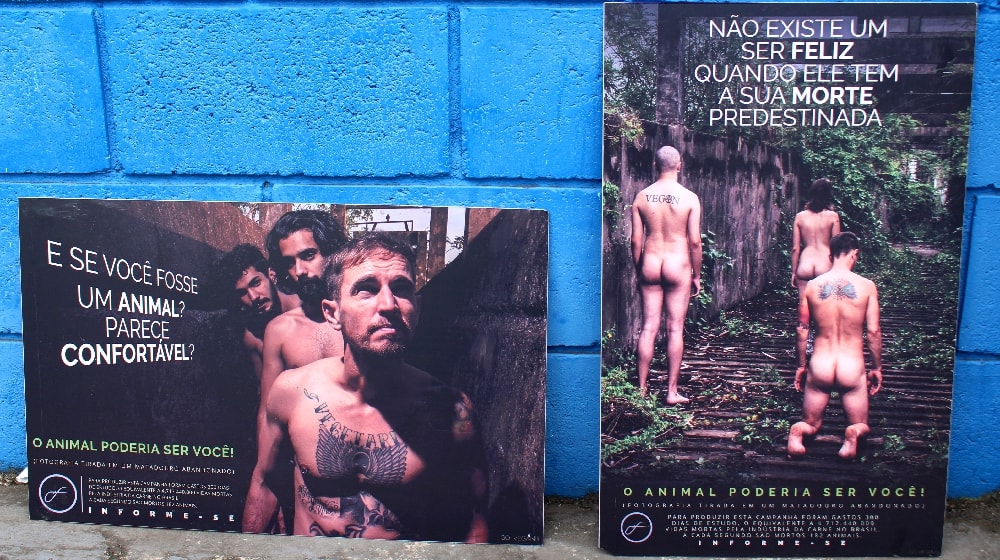 Retrato que representa o sofrimento dos animais proveniente ao excesso do consumo animal. O Caiçara Vegan Fest acontece na cidade de Santos, litoral de São Paulo (Foto: La Viagem)