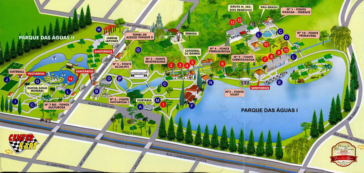 O mapa do Parque das Águas em São Lourenço, Sul de Minas Gerais. (Divulgação / Internet)