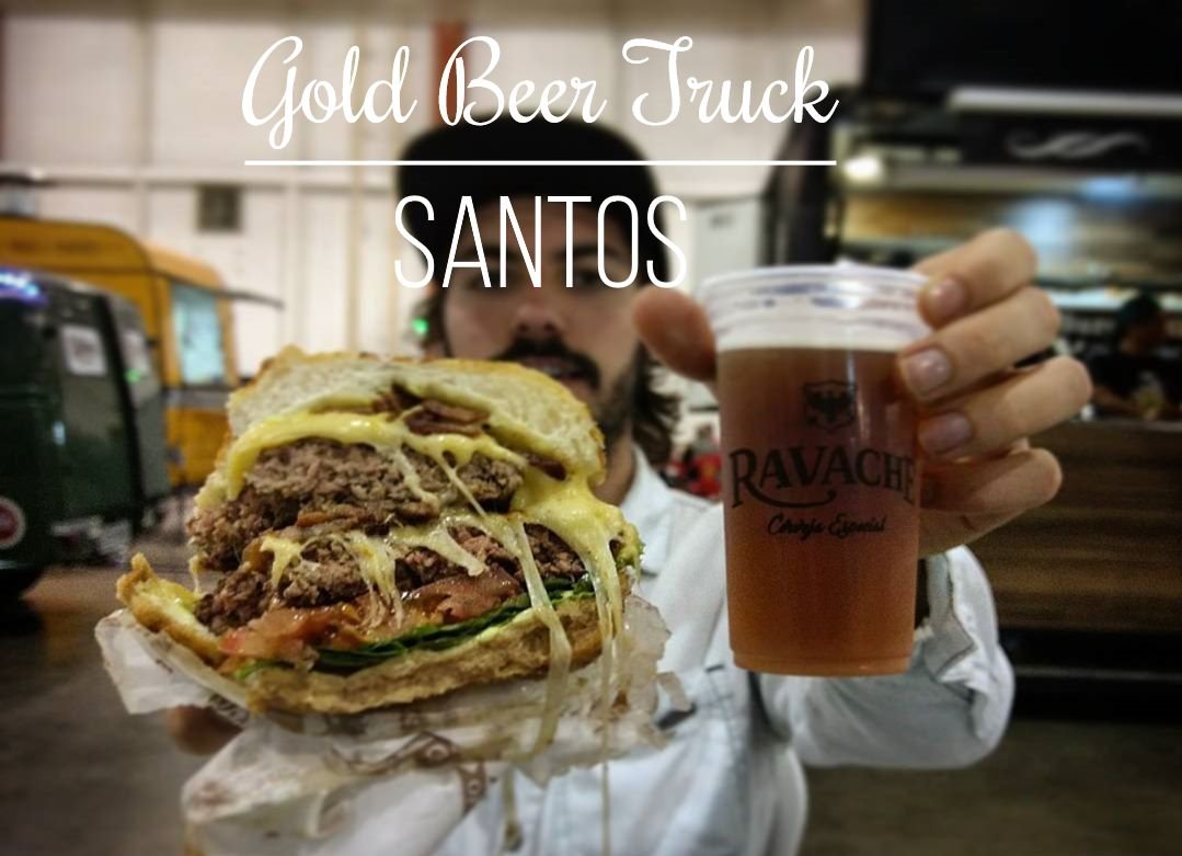 Durante nossa visita ao Gold Beer Truck na cidade de Santos, pudemos apreciar o chopp IPA da cervejaria Ravache, acompanhado do Caribe Burguer do Pirata Food Truck. (Foto: La Viagem)